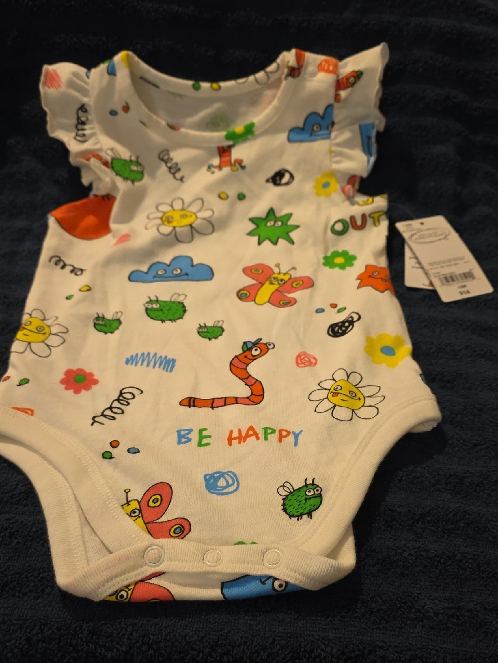 jcpenney Snow White Multi Baby Onesie with Colorful Cartoon Print